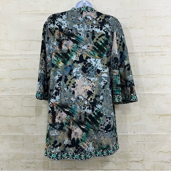 Tolani Karma Black Abstract 3/4 Sleeve Open Cardigan - Picture 5 of 13